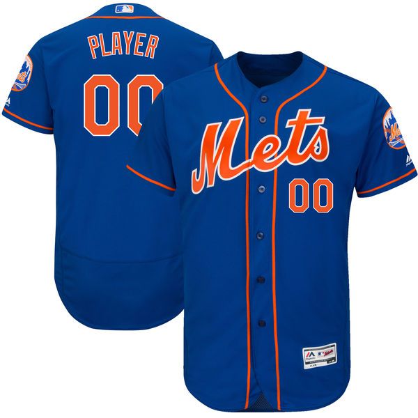 Men New York Mets Majestic Royal Orange  Blue 2017 Alternate Authentic Collection Flex Base Custom MLB Jersey